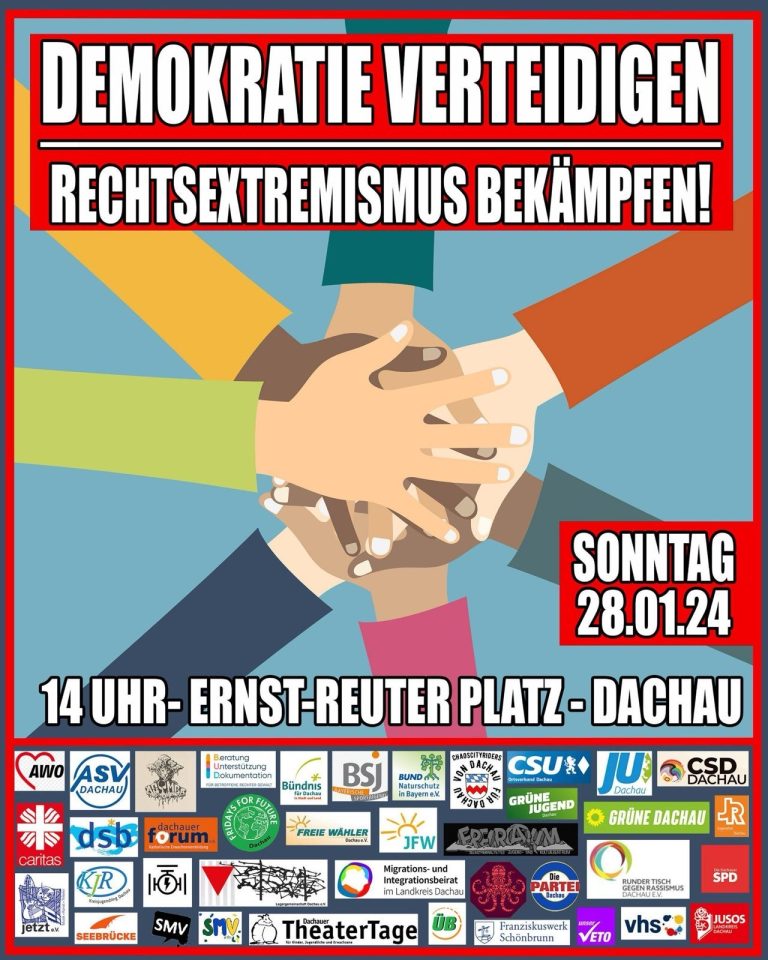 „Demokratie Verteidigen -Rechtsextremismus Bekämpfen!“ am 28.1. in Dachau